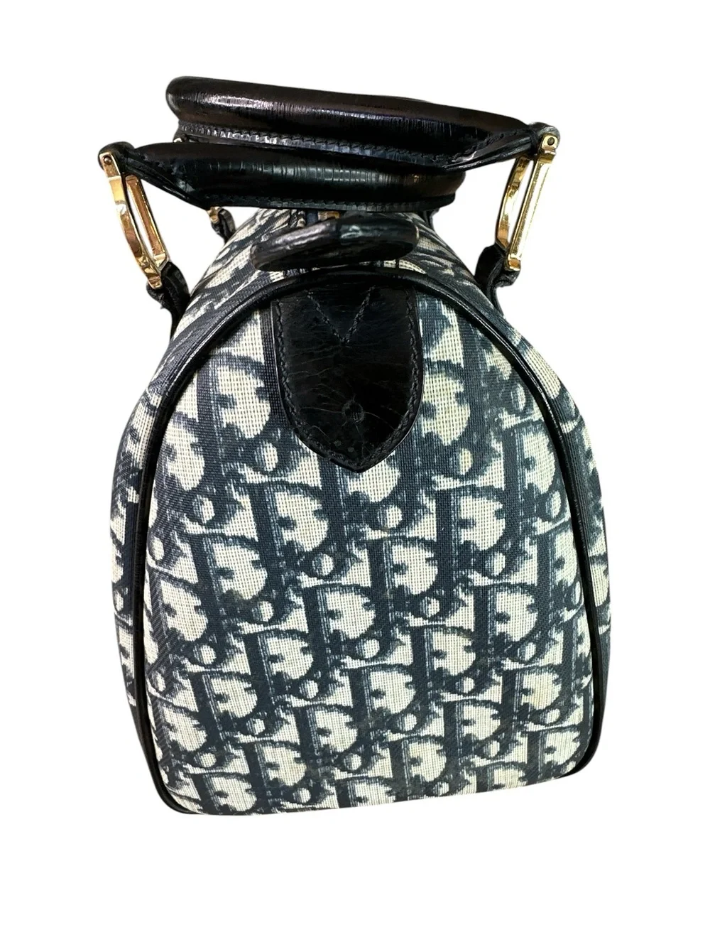DIOR oblique Monogram Canvas Satchel in Navy and Cream